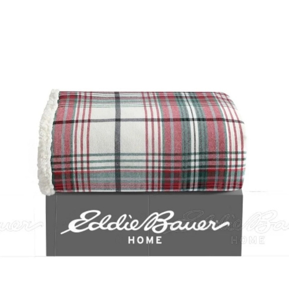 Eddie Bauer Flannel Sherpa Couch Blanket - Picture 1 of 7